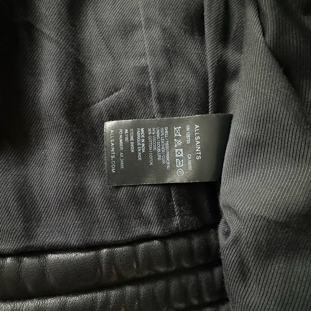 All Saints Quilted Black Leather Jacket - Picture 8 of 15